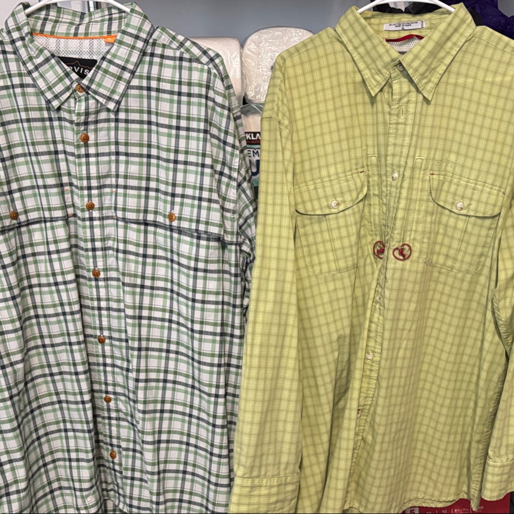Orvis Plaid Men's Shirts- fishing outdoor shirts w back vent - XL $60-2 shirts
